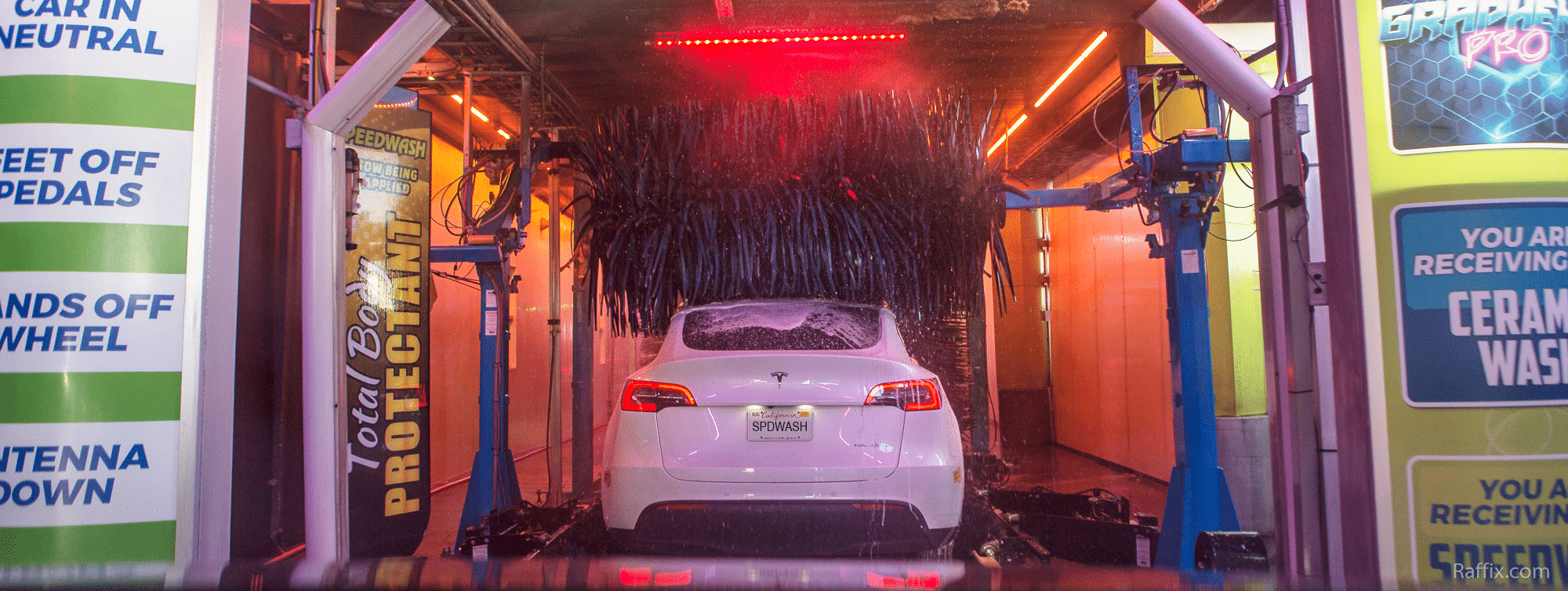 Car entering the wash tunnel